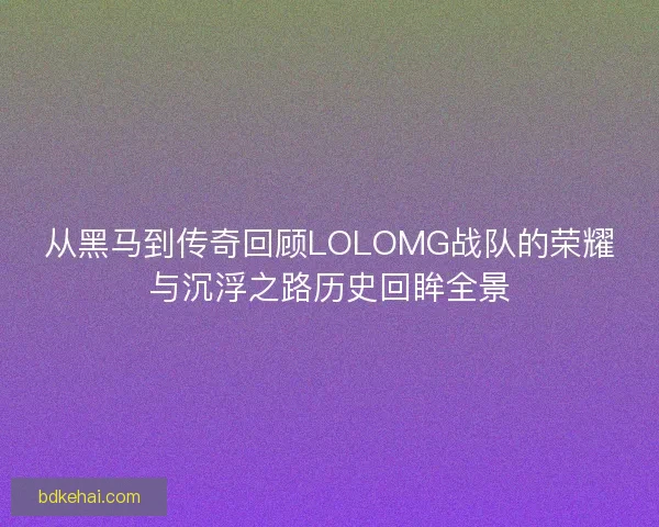 从黑马到传奇回顾LOLOMG战队的荣耀与沉浮之路历史回眸全景